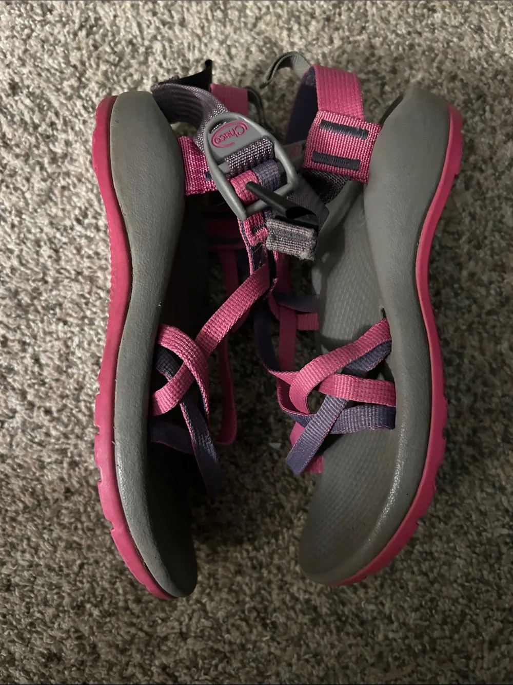 Chaco Girls Gray Sandals with Pink and‎ Purple Straps